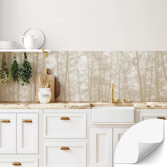Zelfklevende Keukenachterwand met natuurmotief - Stil winterbos - Böhmer Zelfklevende Keukenachterwand met natuurmotief - Stil winterbos - Böhmer