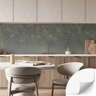 Selvklæbende stænkplade til køkken bregne i tågeskoven i grøn - Ms Tiff 