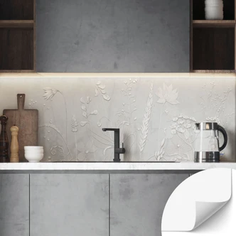 Zelfklevende Keukenachterwand met planten in wit in een modern ontwerp - Ms Tiff 