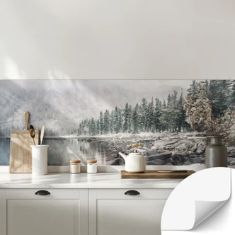 Zelfklevende Keukenachterwand Winterbos aan het meer - Rostovskiy Zelfklevende Keukenachterwand Winterbos aan het meer - Rostovskiy