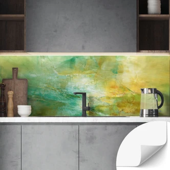 Rivestimento cucina autoadesivo Orizzonte astratto in verde lime - Schmucker 