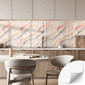 Self-adhesive kitchen splashback Abstract colorful waves - Treechild 