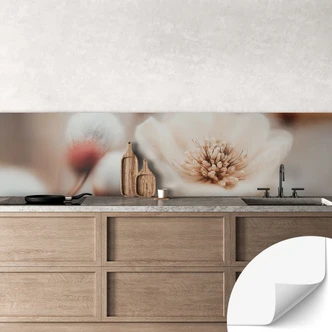 Salpicadero de cocina autoadhesivo Boho Blossom Soft Beige - Treechild 