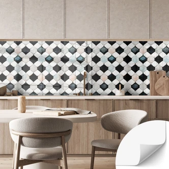 Self-adhesive kitchen splashback Geometric Sample with diamond stones - Treechild 