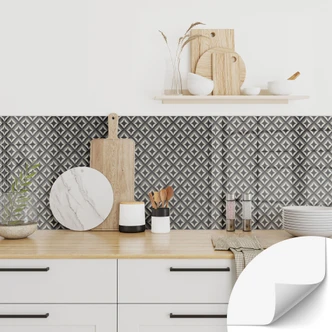 Self-adhesive kitchen splashback black-beige ornaments - Treechild 