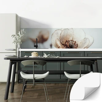 Salpicadero de cocina autoadhesivo Flor seca Beige poesía de la naturaleza - Treechild 