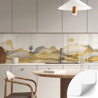Self-adhesive kitchen splashback Golden mountains 
