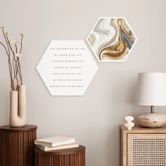 Hexagon - Alu-Dibond - Die schönsten Zeiten im Leben (2er Set) 