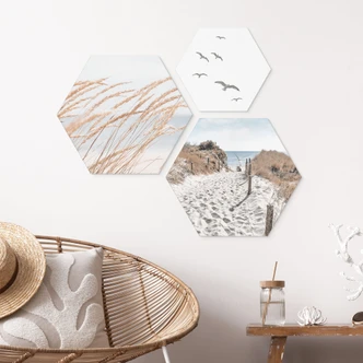 Stampe esagonali per pareti (3 pezzi) - alluminio dibond 