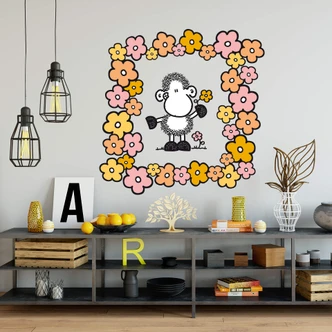 Sheep World Sheep with Flowers Wall sticker 