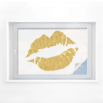 Pellicola adesiva per vetri - labbra dorate 