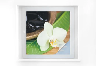 Pellicola adesiva per vetri - oasi di benessere (quadrato) 