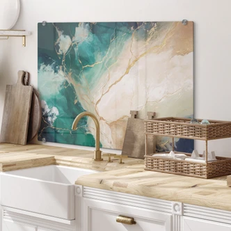 Spatscherm Elegantie van de oceaan - Gouden stromen - Alpenglow Workshop 