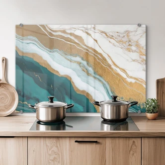 Spatscherm Marmer rivier van goud en jade - Alpenglow Workshop 