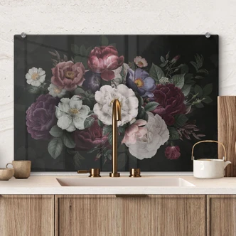 Spritzschutz Blumen Stillleben im Redouté-Stil - Bloomery Decor 