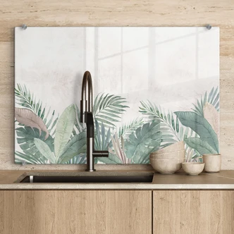 Spritzschutz Dschungel-Blätter Grün Aquarell - Bloomery Decor 
