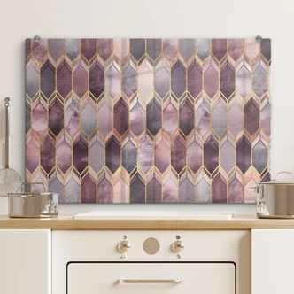 Stænkplade - Frederiksson - Glasmaleri: Rosé og guld 