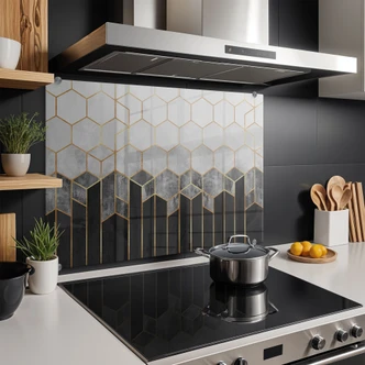 Stænkplade - Frederiksson - Hexagon: sort og hvid 