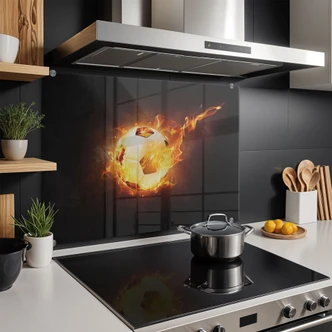 Pannello paraschizzi - Pallone da calcio in fiamme 