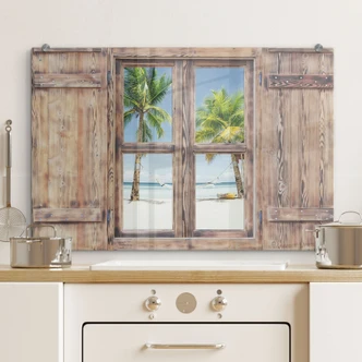 Spatscherm Trompe L'oeil - Hammock in Paradise 