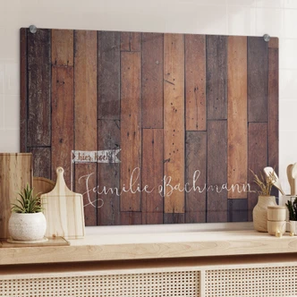 Stænkplade - Træ & Flag + Ønsketekst 