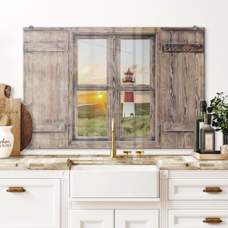 Spatscherm Trompe L'oeil - Vuurtoren 