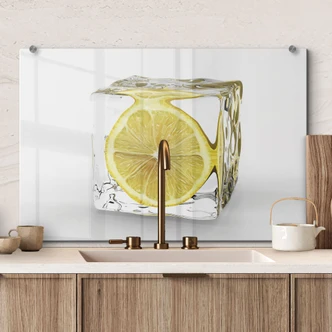 Spritzschutz Zitroneneiswürfel 