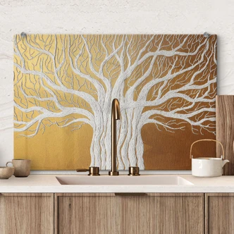 Crédence Arbre de vie blanc abstrait - Grande 