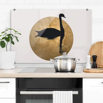 Stænkplade - Kubistika - Svanesøen i fuldmåne Stænkplade - Kubistika - Svanesøen i fuldmåne