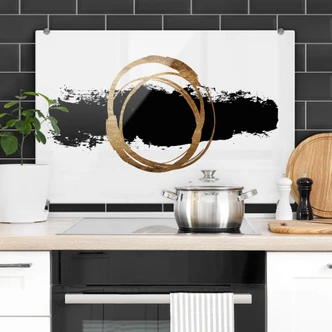 Stænkplade - Kubistika - Sort og guld Stænkplade - Kubistika - Sort og guld