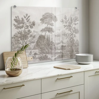 Spatscherm landschap met tuinlandschap in beige - Ms Tiff Spatscherm landschap met tuinlandschap in beige - Ms Tiff