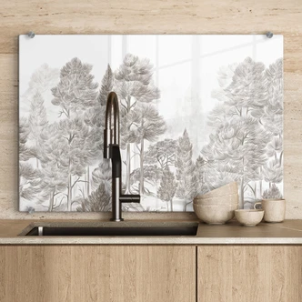 Spatscherm bos met boslandschap in beige - Ms Tiff Spatscherm bos met boslandschap in beige - Ms Tiff