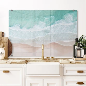 Spatscherm Zachte golven op het strand | Turquoise blauwe zee - Sisi & Seb 