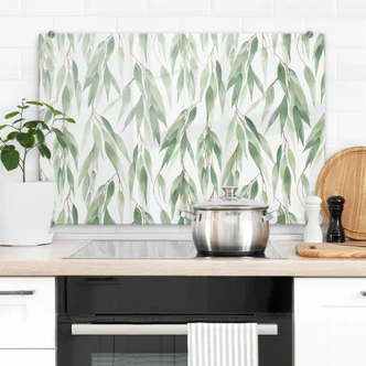 Spritzschutz Zweige mit grünen Blättern - UN Designs 