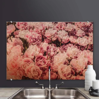 Spatscherm Kopereffect - Pioenrozen 