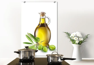 Spritzschutz Olives and a bottle - hochkant Spritzschutz Olives and a bottle - hochkant