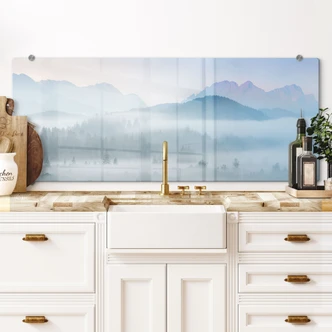 Kitchen Splashback Foggy forest landscape in autumn - Eisenmann - Panorama 