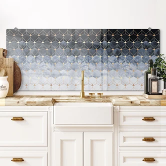 Stænkplade - Frederiksson - Hexagon: Blå og guld - Panorama 