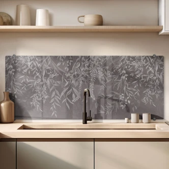 Spatscherm Elegante wilgentakken in donkergrijs - Ms Tiff - Panorama 