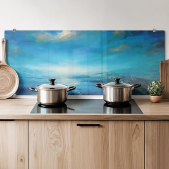 Spatscherm Eindeloze uitgestrektheid in blauw - Schmucker - Panorama Spatscherm Eindeloze uitgestrektheid in blauw - Schmucker - Panorama