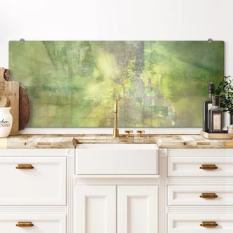 Pannello paraschizzi Gioco di colori oro verde - Schmucker - Panorama 