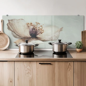 Spatscherm Delicate droogbloemen in beige - Treechild - Panorama 