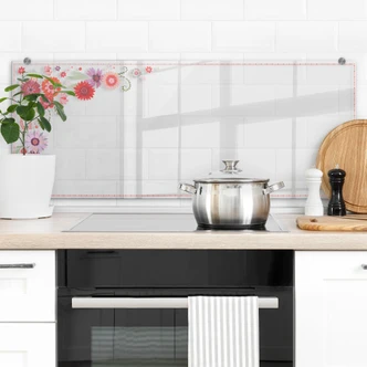 Stænkplade - Blanz - Blomsterdrøm - Panorama transparent 