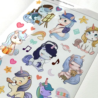 Sticker Manga Eenhoorns Sticker Manga Eenhoorns