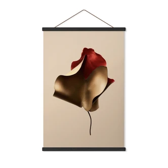 Stampe su tessuto Elegante foglia in oro e rosso - Alma 