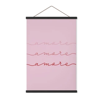 Textile poster with Amore lettering 