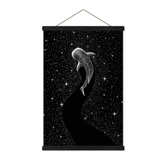 Stampe su tessuto di squali balena nell'oceano di stelle - Cakir 