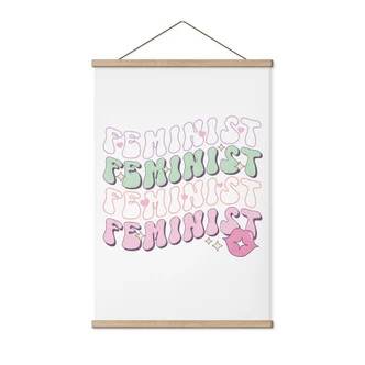 Textile poster Feminist kissing mouth Pop Art 