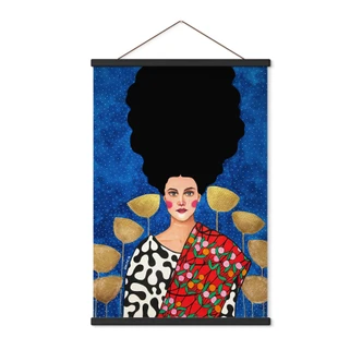 Obraz tkaniny Kobieta na polu ze złotymi liśćmi - Hülya 