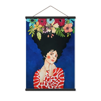 Tekstil plakat kvinde med blomster i håret - Hülya 